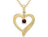 10K Yellow Gold Heart Pendant Necklace with Garnet and Chain